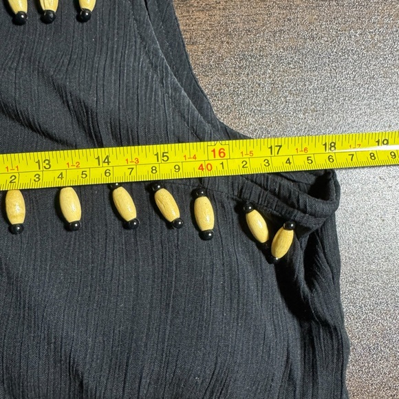 Marsha and Julio For Componix Wood Bead Black Gauzy Tank Top Sleeveless Shirt M - Picture 6 of 7